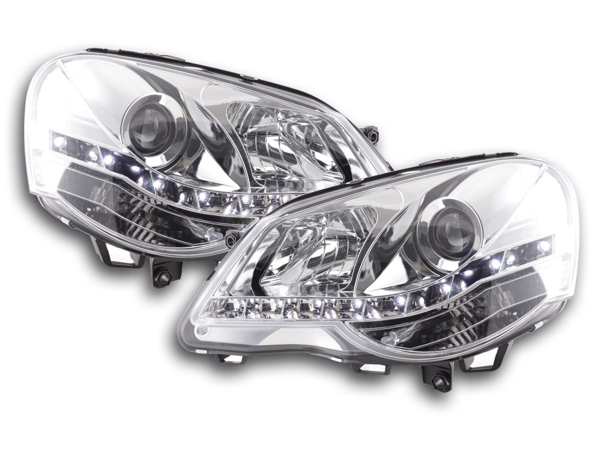 Scheinwerfer Set Daylight LED TFL-Optik VW Polo Typ 9N3 05-09 chrom für Rechtslenker Scheinwerfer Set Daylight LED TFL-Optik VW Polo Typ 9N3 05-09 chrom für Rechtslenker